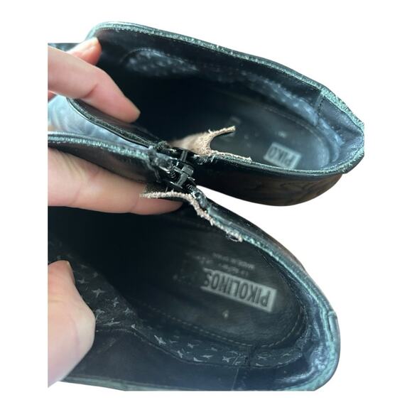 PIKOLINOS Black Ankle Boots with Floral Stitching - Picture 5 of 7